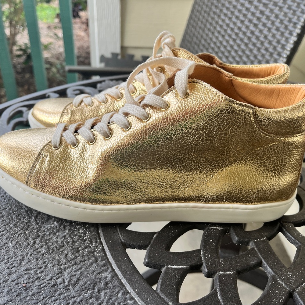 Sézane gold Leather high top sneakers